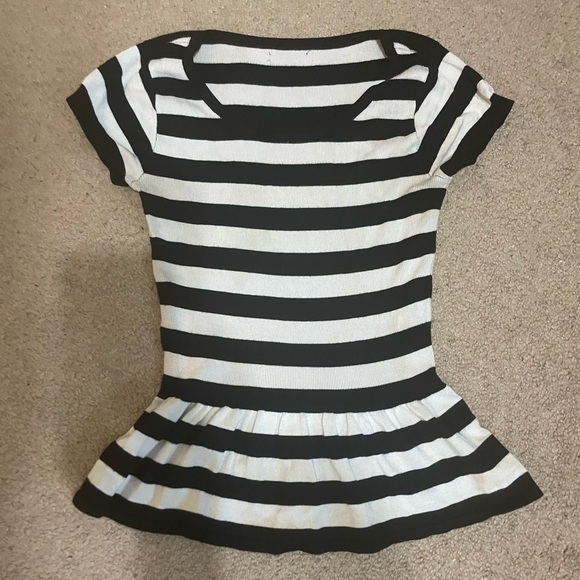 Express black and white striped peplum top size small - Picture 3 of 6